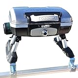 Cuisinart Grill Modified for Pontoon Boat with Arnall's Stainless Grill Bracket Set SILVER