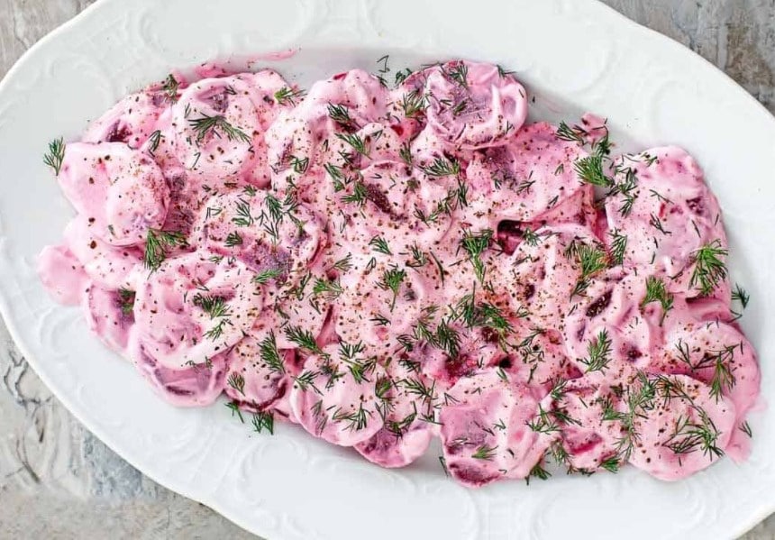 Ember-Roasted Beet Salad with Sour Cream and Dill: Caveman or direct grilling