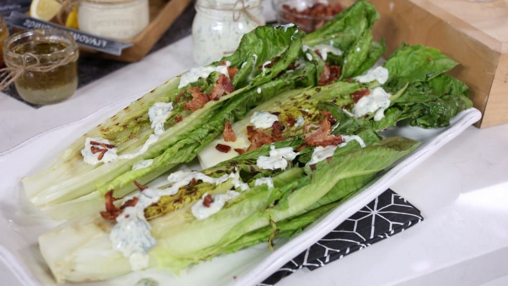 Grilled Wedge Salad with Smoked Blue Cheese Dressing: Direct grilling
